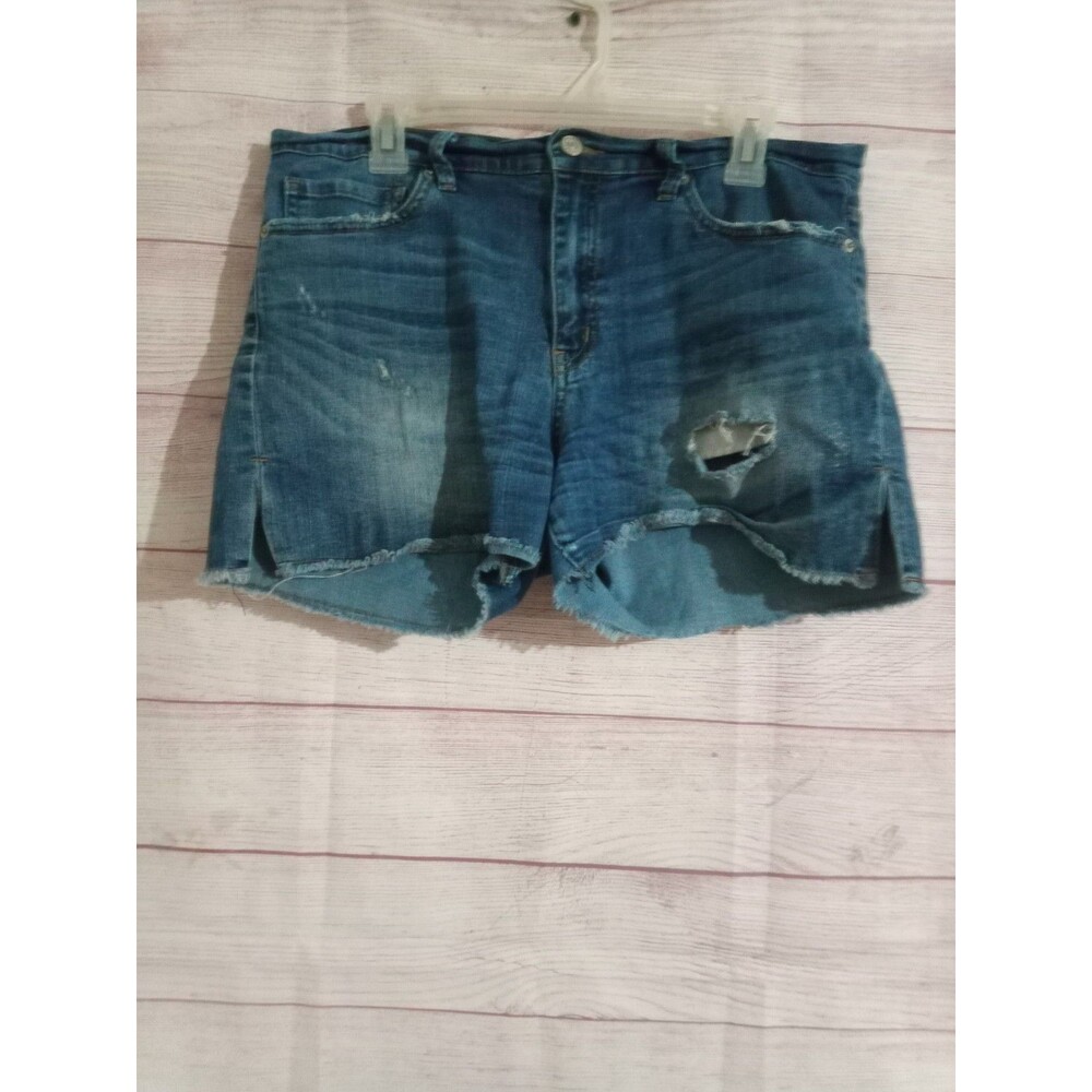 Just USA Denim Shorts Women's Size Large Distressed Solid Blue Cotton Blend